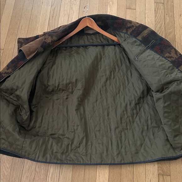 WOOLRICH VINTAGE Aztec Wool Leather JackeT Barn Saddle Chore Lined Navajo XXL - Picture 11 of 11